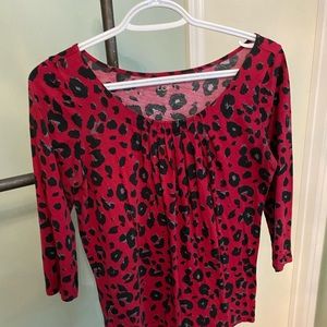 Red Leopard Print Blouse, size XS (fits small)